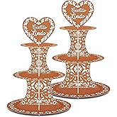 KARAQY 2 PCS Cielito Lindo Terracotta Cupcake Stand, 3 Tier Mexican Papel Picado Cupcake Dessert Tower for Birthday Baby Shower Cinco de Mayo Fiesta