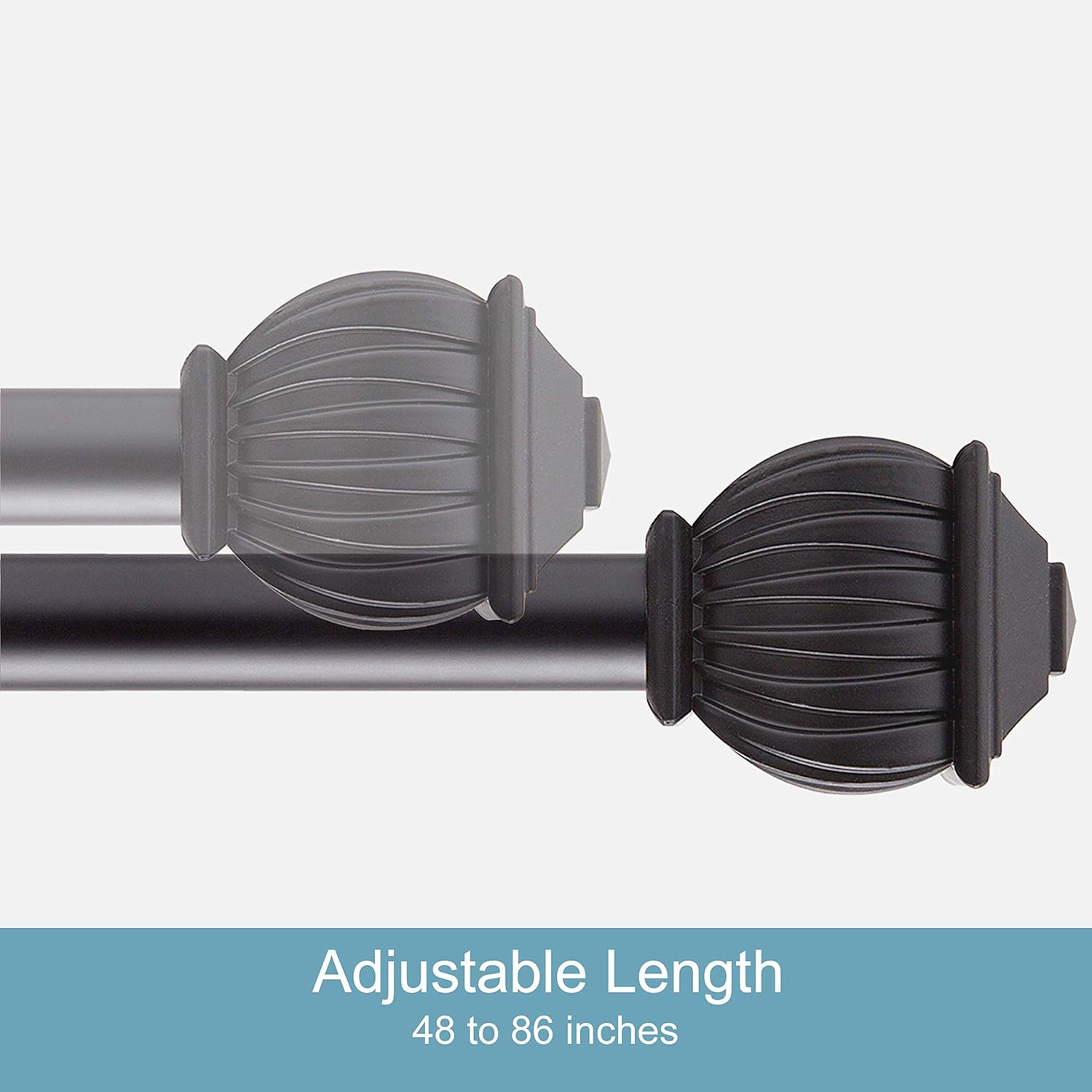 Kenney Beckett 5/8" Standard Decorative Window Curtain Rod, 48-86", Black: Home & Kitchen