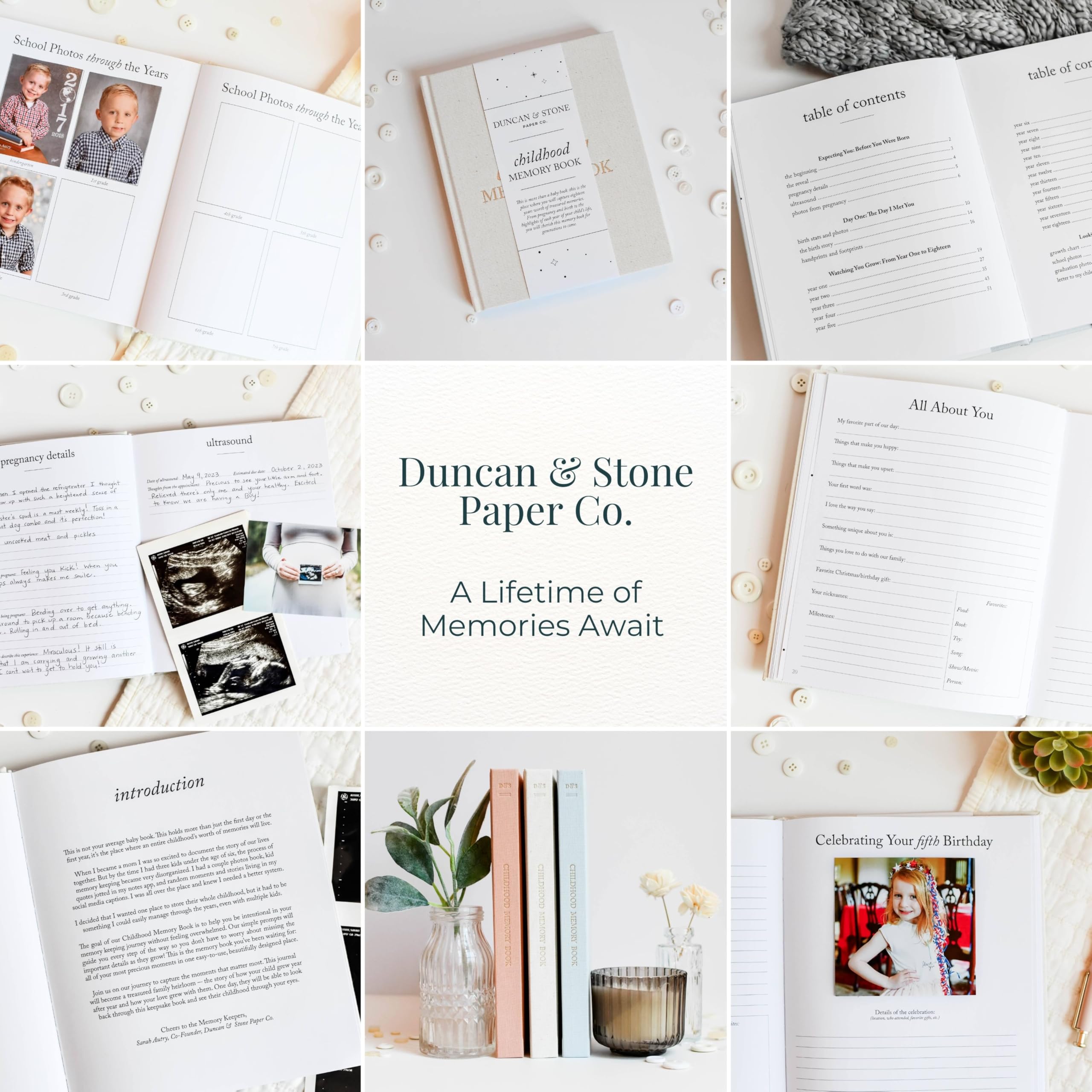 Childhood Memory Book - Elegant Child Memory Book from Pregnancy to Age 18 W/Prompts, Space for Photos & More - Baby Journal (175 Pages, Dusty Rose)