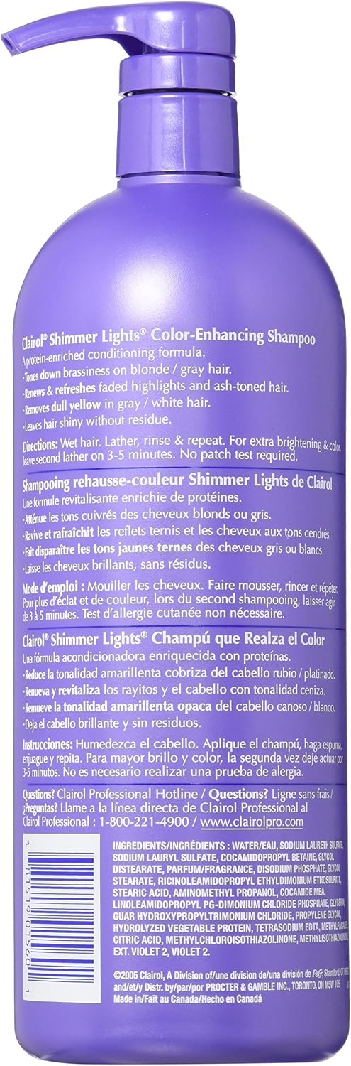 CLAIROL Shimmer Lights Shampoo For Blonde And Silver Hair (32 oz/ 931 ml), 946.35 ml (Pack of 1) - Image 3
