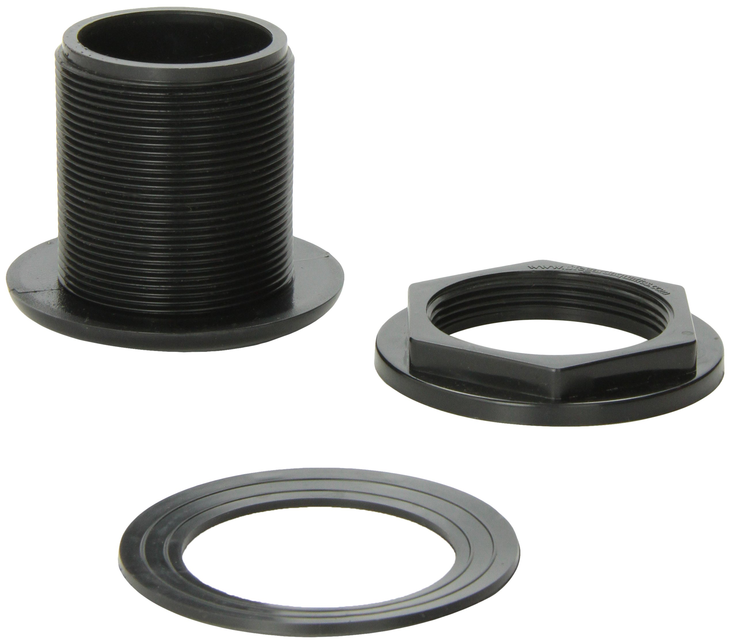 Lifegard Aquatics Standard Threaded Bulkhead Kit for Fish Aquariums – High-Impact Resistant PVC – Includes Bulkhead Fitting, Gasket, Lock Nut – Jet Black – 1-1/2 Inch