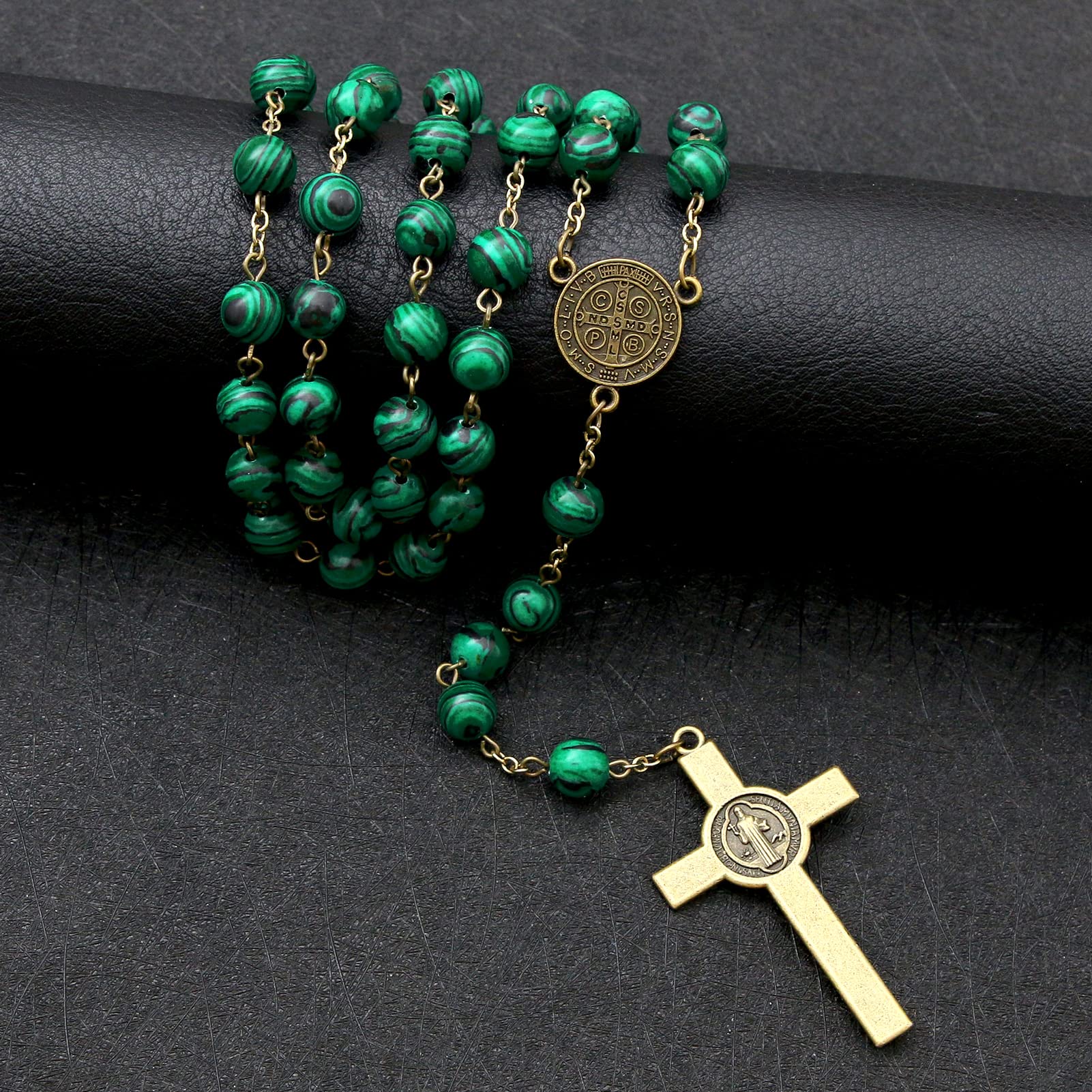 KOMI Rosary Beads Catholic for Women Gemstone Rosary Beads Necklace with Crucifix Cross Crystal Pearl Rosary Rosarios Catolicos Catholic Gifts