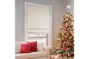 Madison Park Galen Cordless Roman Shade, 34"W x 64"H, Sheen Ivory – Room Darkening, Thermal Insulated, Energy Efficient Window Blind with Subtle Sheen Basketweave Fabric for Privacy