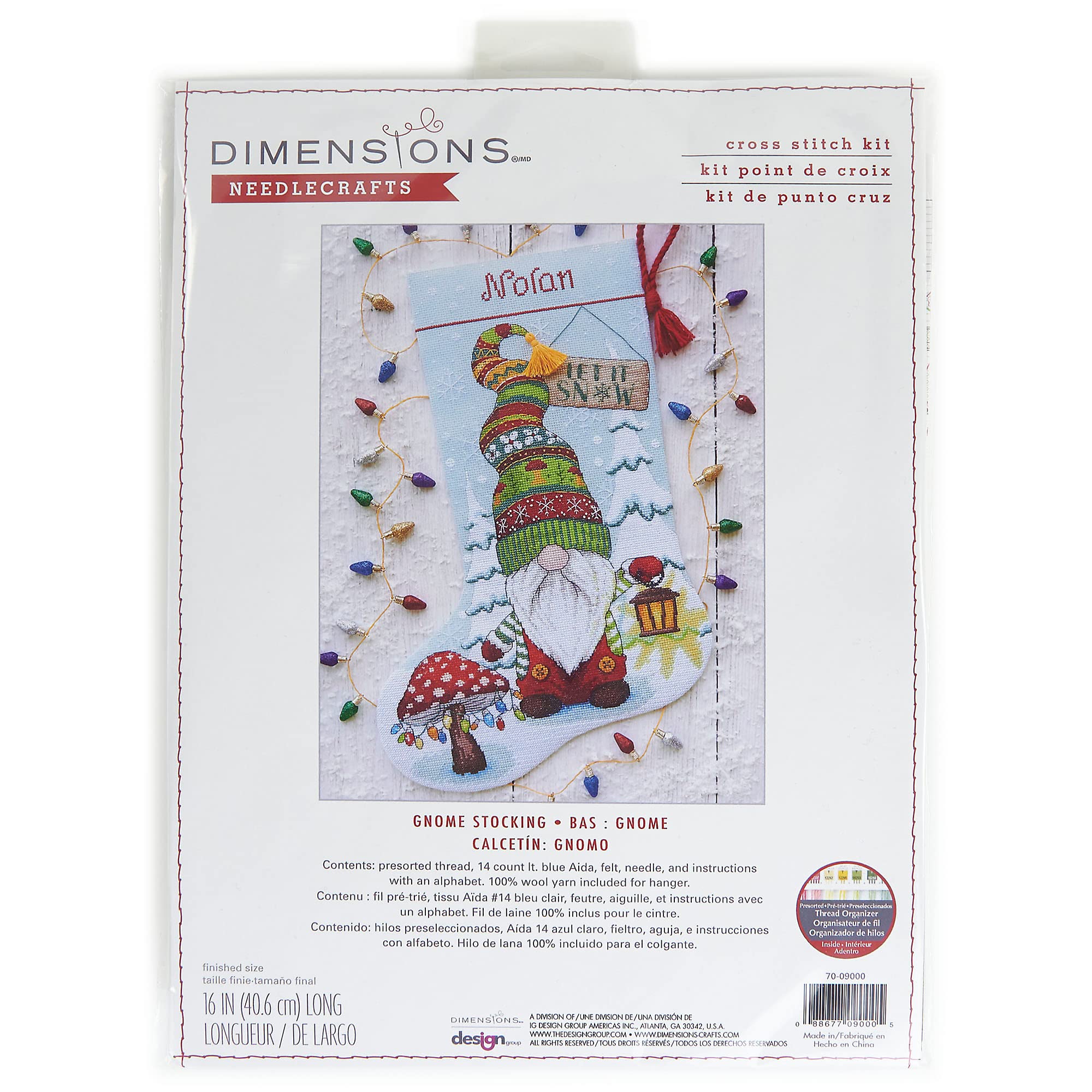 Dimensions Counted Cross Stitch Kit 16" Long-Gnome Stocking (14 Count) -70-09000