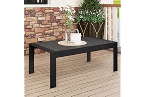 Solaste Aluminum Outdoor Coffee Table, All-Weather Rectangle Metal Patio Coffee Table Furniture for Balcony, Garden, Indoor or Outdoor Use, Black