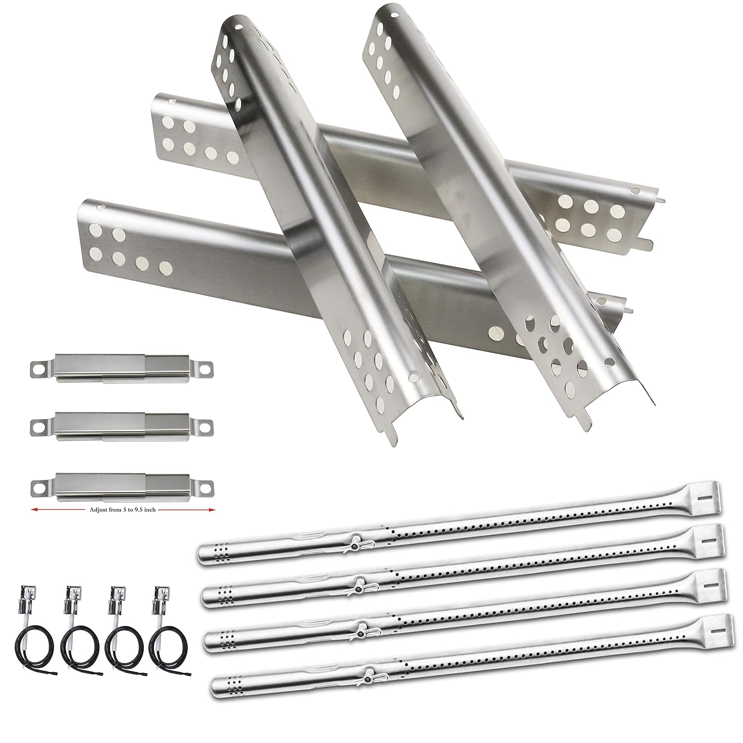 Hisencn Repair Kit for Charbroil Advantage Series 4 Burner 463344116, 466344116 Gas Grill Models, Grill Pipe Burners, Heat Plate Tent Shield, Adjustable Carryover Tube, G361-0003-W1