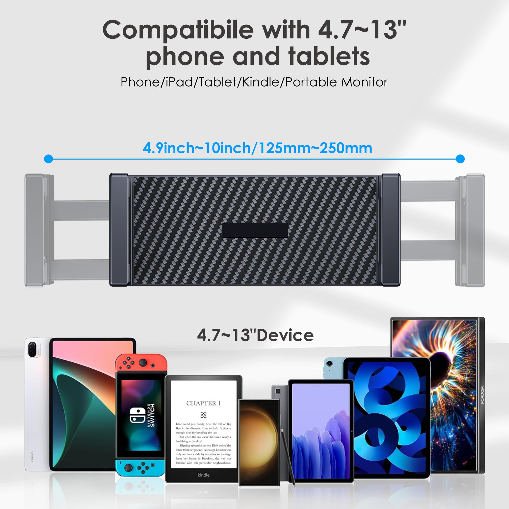 CreaDream Tablet Stand for iPad, Aluminum Tablet Holder with Heavy-Duty Base for Desk, Fully Adjustable Angle, Compatible with iPad Pro Air Mini, Galaxy Tab, Surface Pro, Kindle 4.7''-13