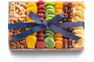 Blue Bow Gourmet Paradise Dried Fruit and Nuts Tray Gift for Christmas, Birthday, Thank You, Business Gifts