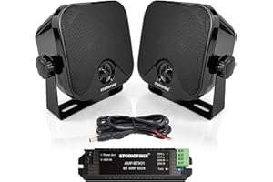 STUDIOFINIX 4-Inch Waterproof Marine Bluetooth Speakers 120W for Boat, ATV, UTV, Golf Cart Surface Mounted (Black)