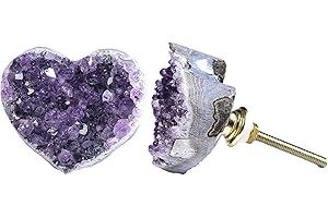 AMOYSTONE 2pcs Amethyst Drawer Knobs Purple Crystal Pulls Handle Small 1.5", Decorative Dressers Drawer, Kitchen Cabinet Door