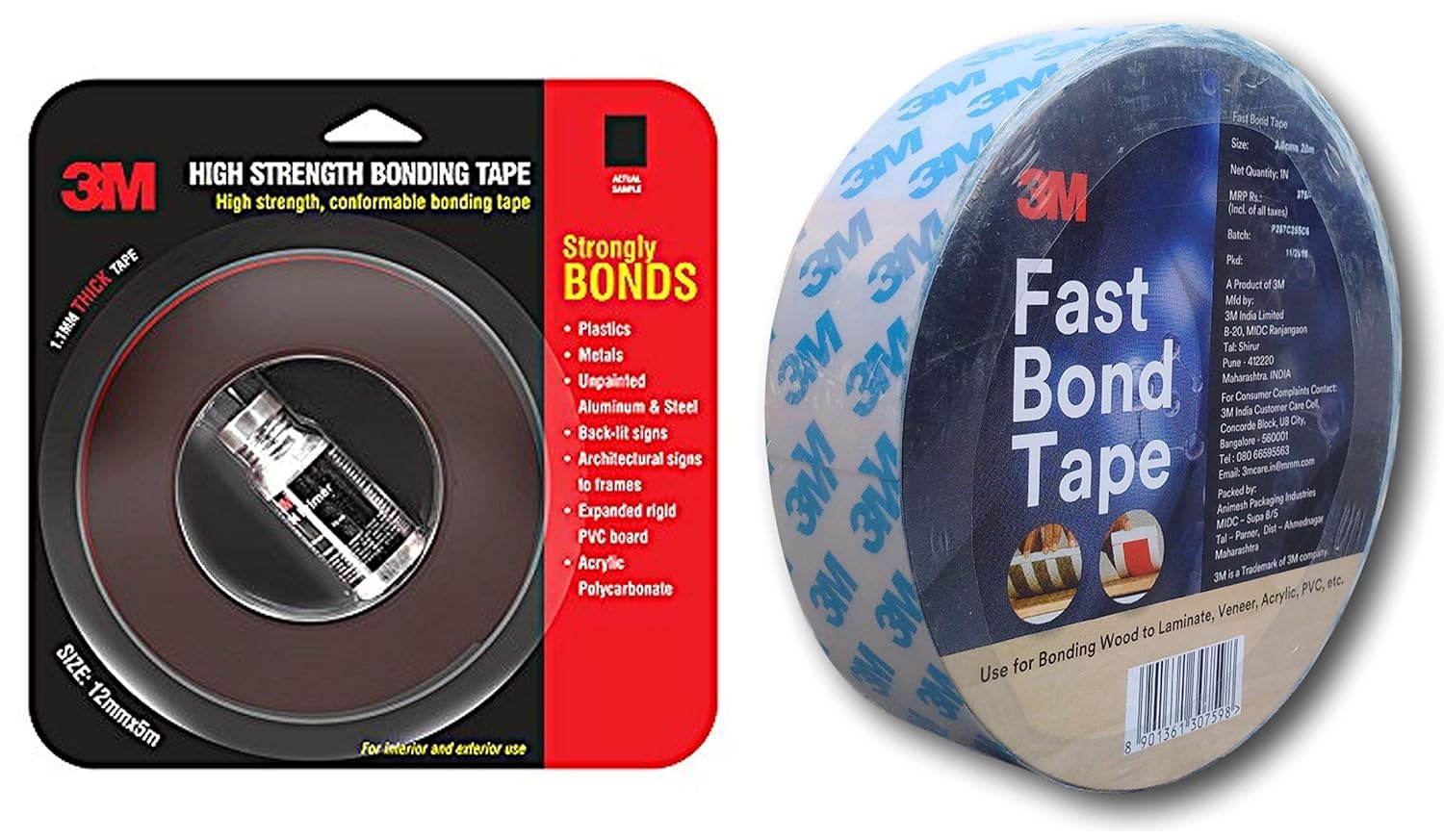 3M IA120100531 Hi Strength Bond Tape (12 mm x 5 m 1 Roll + Primer) with