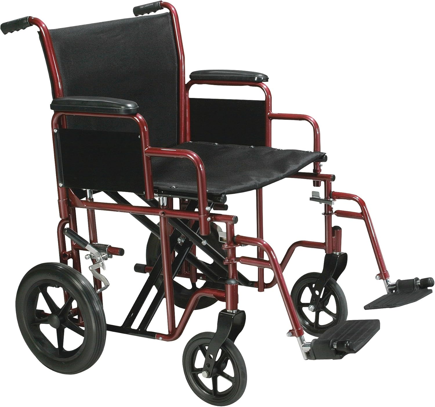 Drive Medical Bariatric Heavy Duty Transport Wheelchair | Swing-Away Footrest with 22-Inch seat | Red: Health & Personal Care