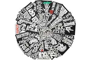 TRIPLEHUB 50PCS Rock Band Patches Iron On Punk Patches Heavy Metal Patches for Jackets Embroidery Music Hippie Badges Clothes Stickers DIY Appliques Sewing Stripes (Black)