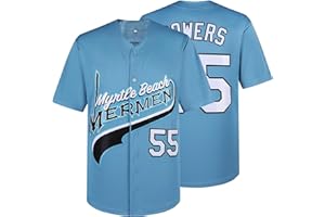 kioken Kenny Powers Jerseys #55 Myrtle Beach Mermen Baseball Jersey Button Down Shirt Movie Baseball Jersey for Mens