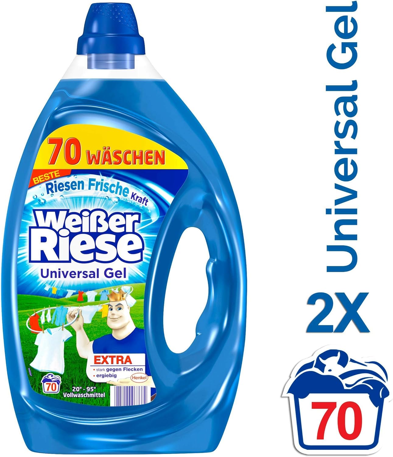 Weißer Riese Universal Gel, Flüssigwaschmittel, 140 (2 x 70 ...