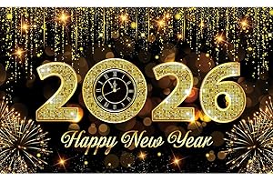 70 YEARS LOVED Happy New Year 2026 Banner Backdrop, Golden New Year Eve Large Banner Party Decorations Supplies | New Years Eve Party Supplies 2026 | Holiday Sign Poster Background Decor (Black-1)