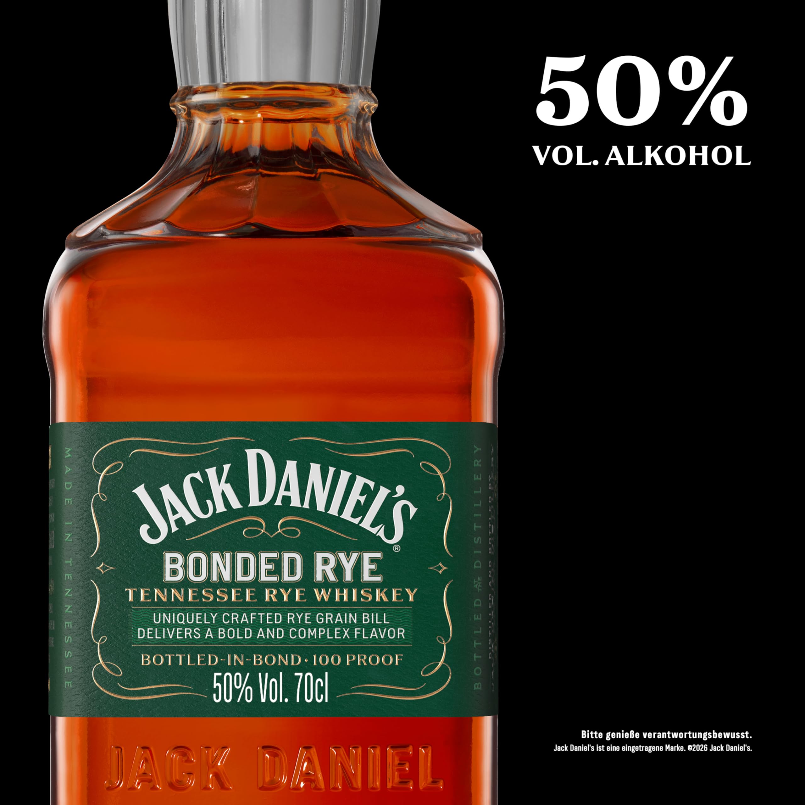 Jack Daniel's Bonded Rye - Tennessee Whiskey - Super Premium - Geschenkempfehlung- Komplexer Geschmack mit Noten von Trockenfrüchten, Toffee und Karamell-0.7L/50% Vol. 2