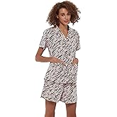GLOBAL Pajama Set for Women Cotton Set Pjs Summer Pajamas Pants - Short-Sleeves