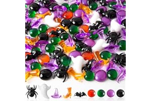 QEQEKAKA 100+ Halloween Sensory Bin Filler & Vase Filler Acrylic Gems Mini Resin Animals Spider Bat & Ghost Witch Hat Boots, for Halloween Decoration, Vase Filler, Sensory Bin Filler Preschool Counting Gems