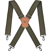 WELKINLAND Green Suspenders for Men - 2 Inch Wide, Heavy Duty Work Suspenders with Belt Loops - Military & Camo Patterns