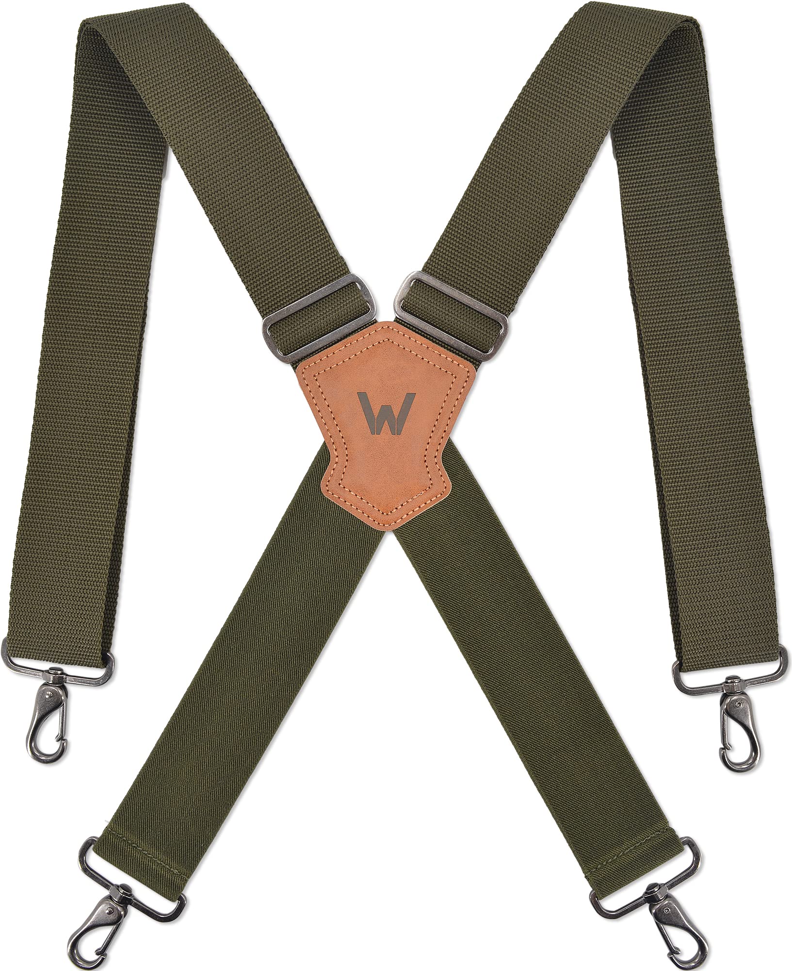 WELKINLAND Green Suspenders for Men - 2 Inch Wide, Heavy Duty Work Suspenders with Belt Loops - Military & Camo Patterns