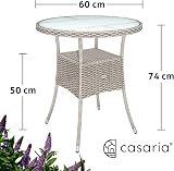 CASARIA Round Coffee Table 60cm | Outdoor Poly Rattan Side Table Beige view 2