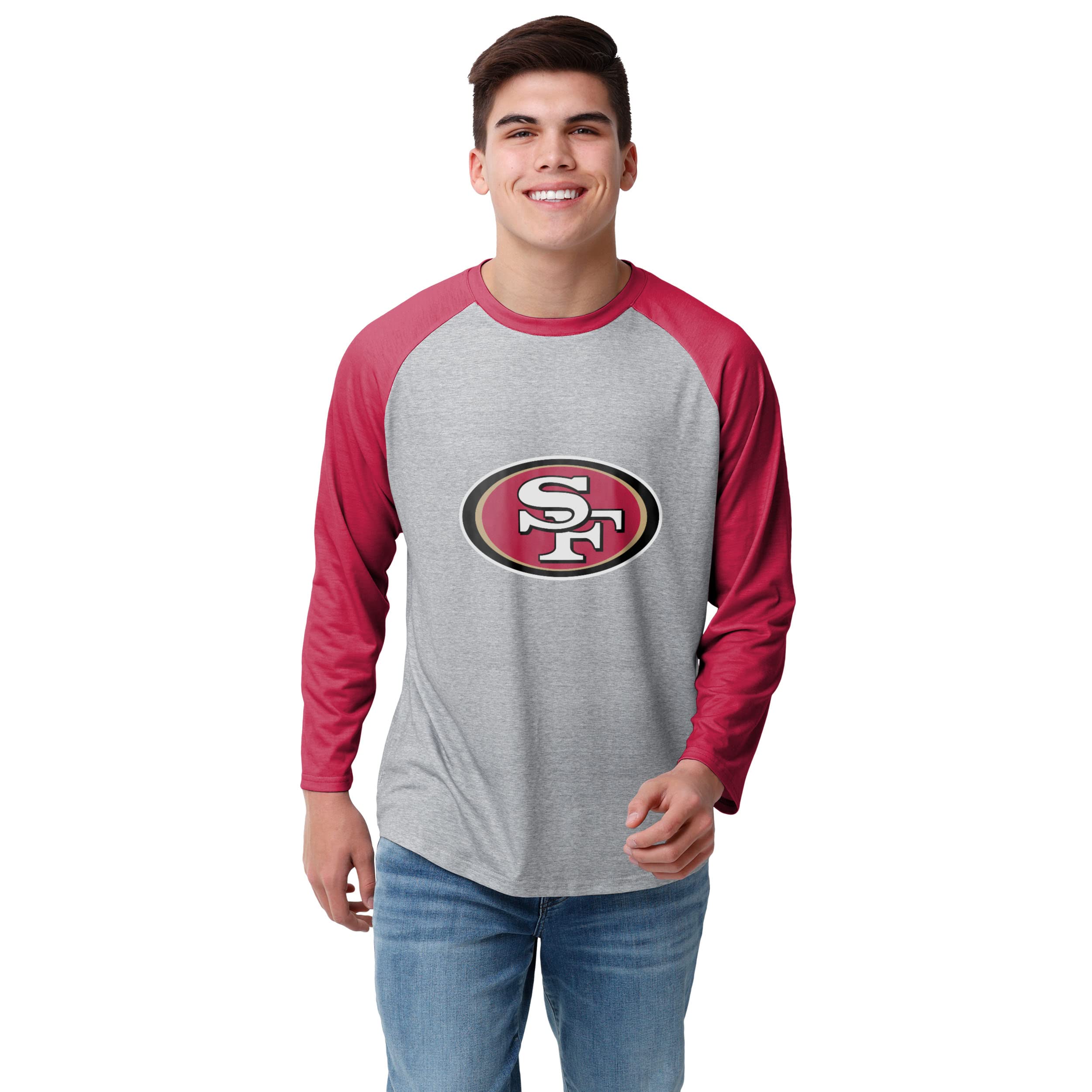 FOCO mens Nfl Nfl Team Logo Raglan T-shirt, Gray Big Logo, Medium US Image