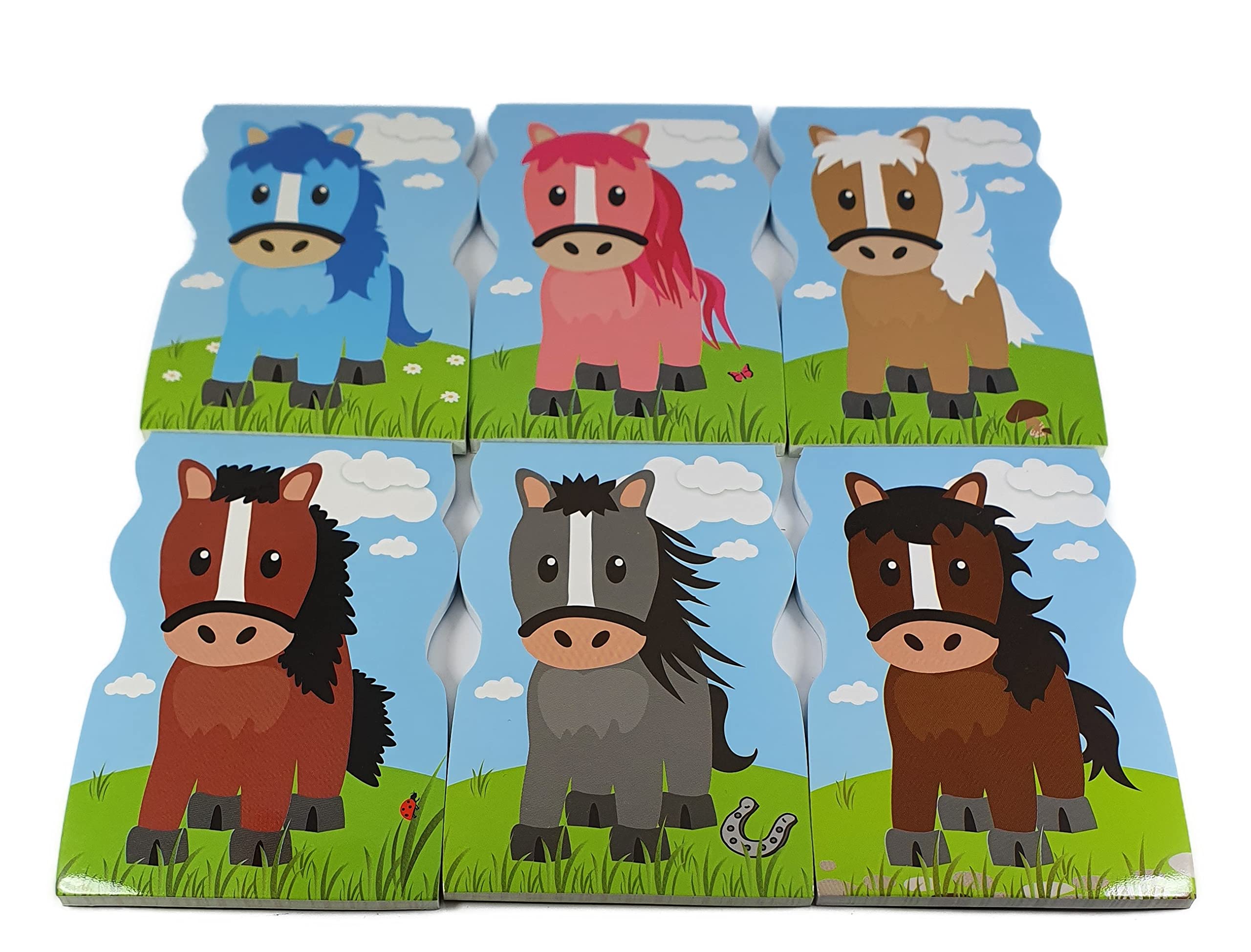 SDM 6 x Colourful Horse Pony Squiggly Note Pads Memo Pads Party Bag Fillers