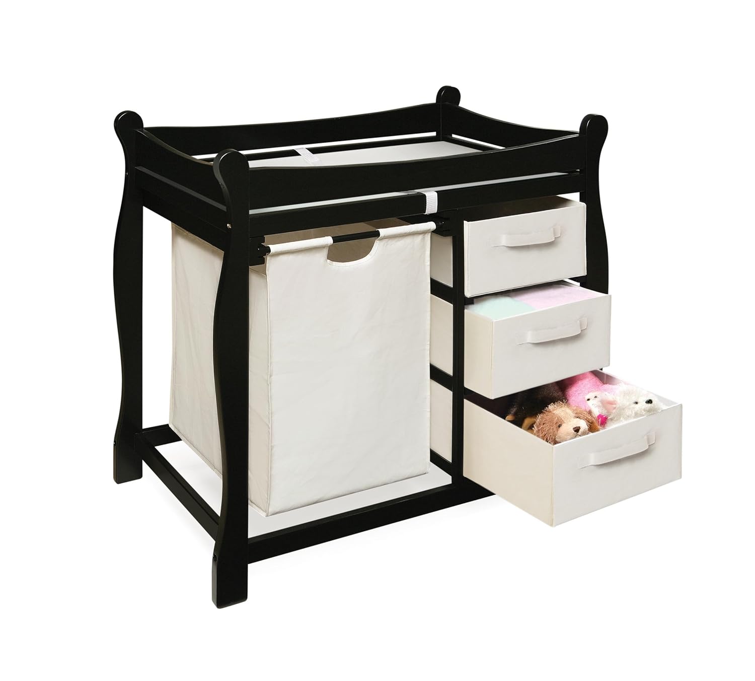 white changing table with hamper