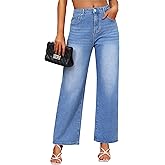 Genleck Women's Wide Leg Baggy Jeans – High Waisted Stretch Loose Jeans Trendy Denim Pants