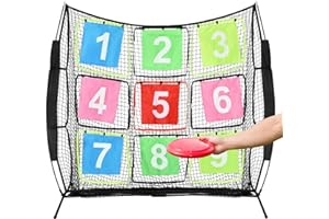 FLOLXNB Disc Golf Net Portable Disc Training Net with 9 Target Multifunctional Practice Net Disc Golf Target Net for Backyard Indoor Outdoor Game,7ft x 7ft