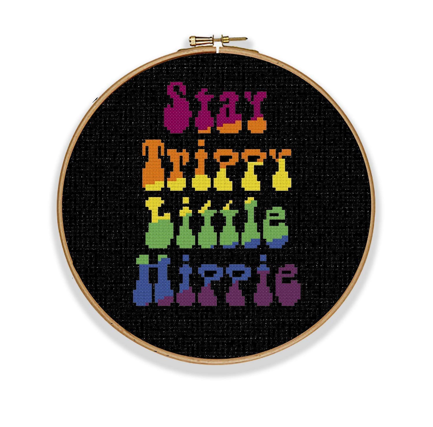 Adult Cross Stitch Kit for Beginners Stay Trippy Little Hippie
