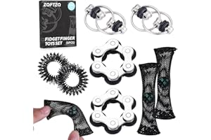 ZQFTZQ 8Pcs Sensory Fidget Toys with Fidget Spinner Anxiety Toy Acupressure Rings Bike Chain Marble Mesh and Flippy Chain Desk Fidgets Quiet Toys for Autism,Easter Toys for Teens Adults Boys & Girls