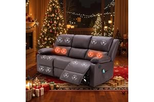 YODOLLA Recliner Couch with Massage&Heat Function, Wall Hunger Reclining Sofa 3-Seat Manual Faux Leather RV Sofa Couch, Home Theater Seating, Brown