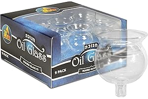 Ner Mitzvah Hanukkah Menorah Glass Oil Cups - Elegant Holders for Oil for Shabbos and Chanukah – Durable Quality, Long-Lasting - Size #3 (9-Pack)