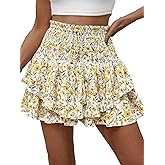 MATEAM Floral Skorts for Woman Ruffle Mini Skirt with Shorts Underneath Causal Summer Boho Outfits
