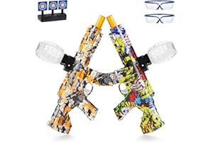 ONEXIZ 2 Set Electric Splatter Blaster Toy, Outdoor Team Games, Christmas, Halloween, Birthday, New Year Gift for Ages 14+ (Orange+Yellow)