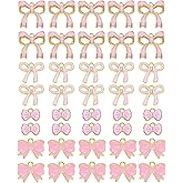 Tupalizy 40PCS Bow Enamel Charms Christmas Bow Decor Gold Plated Pendant for Women Jewelry Making Bracelets Necklaces Earrings Purse Keychains DIY Crafts Valentine's Day Gifts Accessories,4 Style