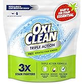 OxiClean Triple Action Free Versatile Stain Remover Powder, Use with Detergent, No Fragrance, No Dyes, No Chlorine, Removes Stains, Brightens Colors and Whites, 4 lbs