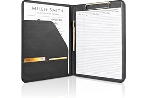 Padfolio Portfolio Folder, OOWOLF PU Leather Professional Padfolio with Clipboard Portfolio Binder Legal Pad Portfolio Folder