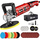 SILVEL Buffer Polisher, 1600W 7 Inch/6 Inch Polisher for Car Detailing, Wax Machine, 7 Variable Speed, with 6 Foam Pads, 3 Wool Pads, Packaging Bag, for Boat Polishing and Waxing