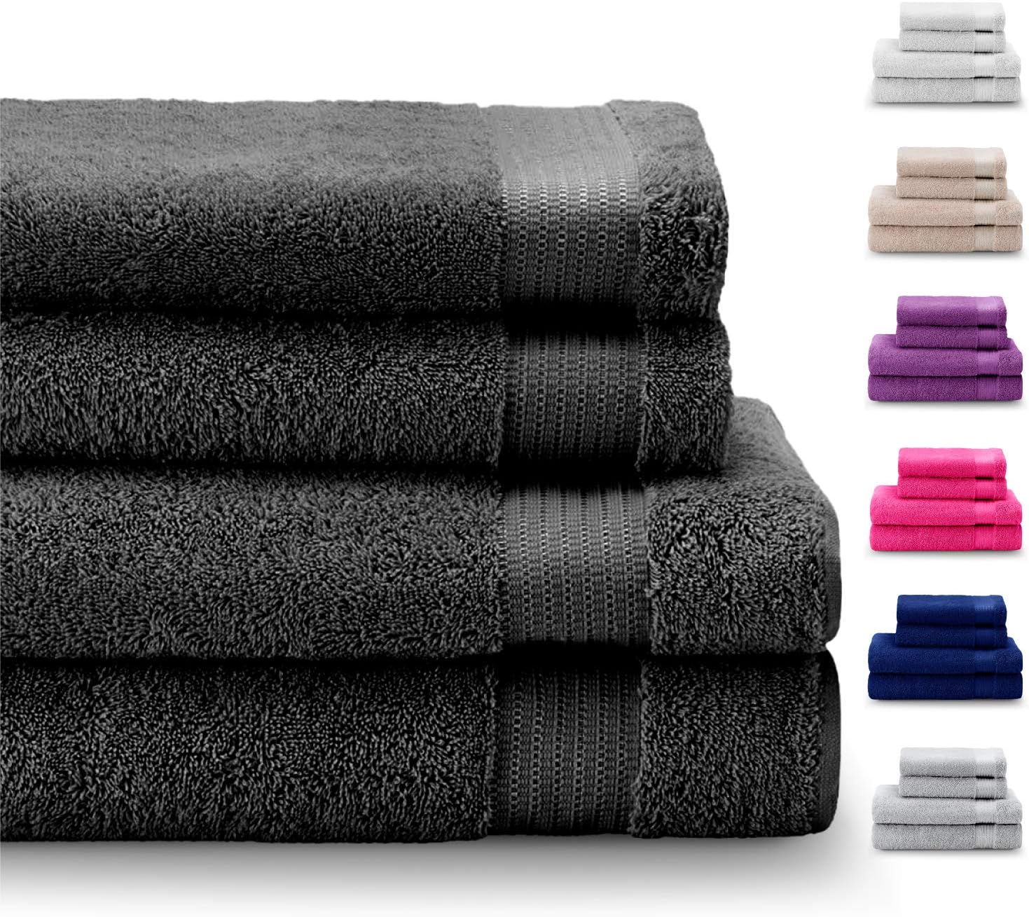 Lot Serviettes De Bain HOMELEVEL - 70x140 + 2 Draps De Bain - 100% Coton Turc - NEUF