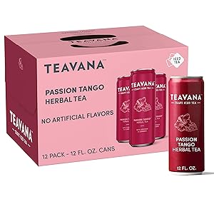 Teavana Craft Passion Tango Iced Natural Herbal Tea with Apple, Lemongrass, Cinnamon, Hibiscus Flavor 12 Fl. Oz. Cans (Pack of 12)
