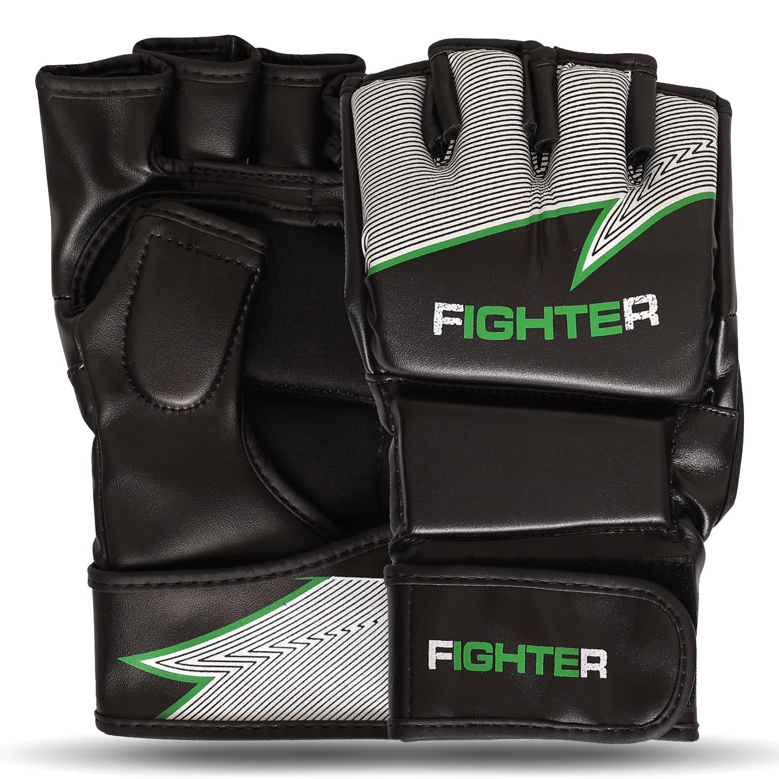 Pre-Curved MMA Gloves - Parent Listing (Black-Green, M)