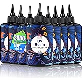 KISREL UV Resin 2000g,8 x 250g UV Resin Kit, Hard Type Crystal Clear Ultraviolet Curing UV Epoxy Resin for Craft Jewelry Making