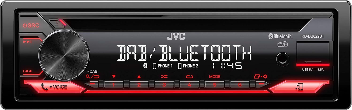 JVC KD-DB622BT CD Car Radio with DAB+ and Bluetooth Hands-Free Kit (Sound Processor, USB, AUX-In, Spotify Control - Image 3