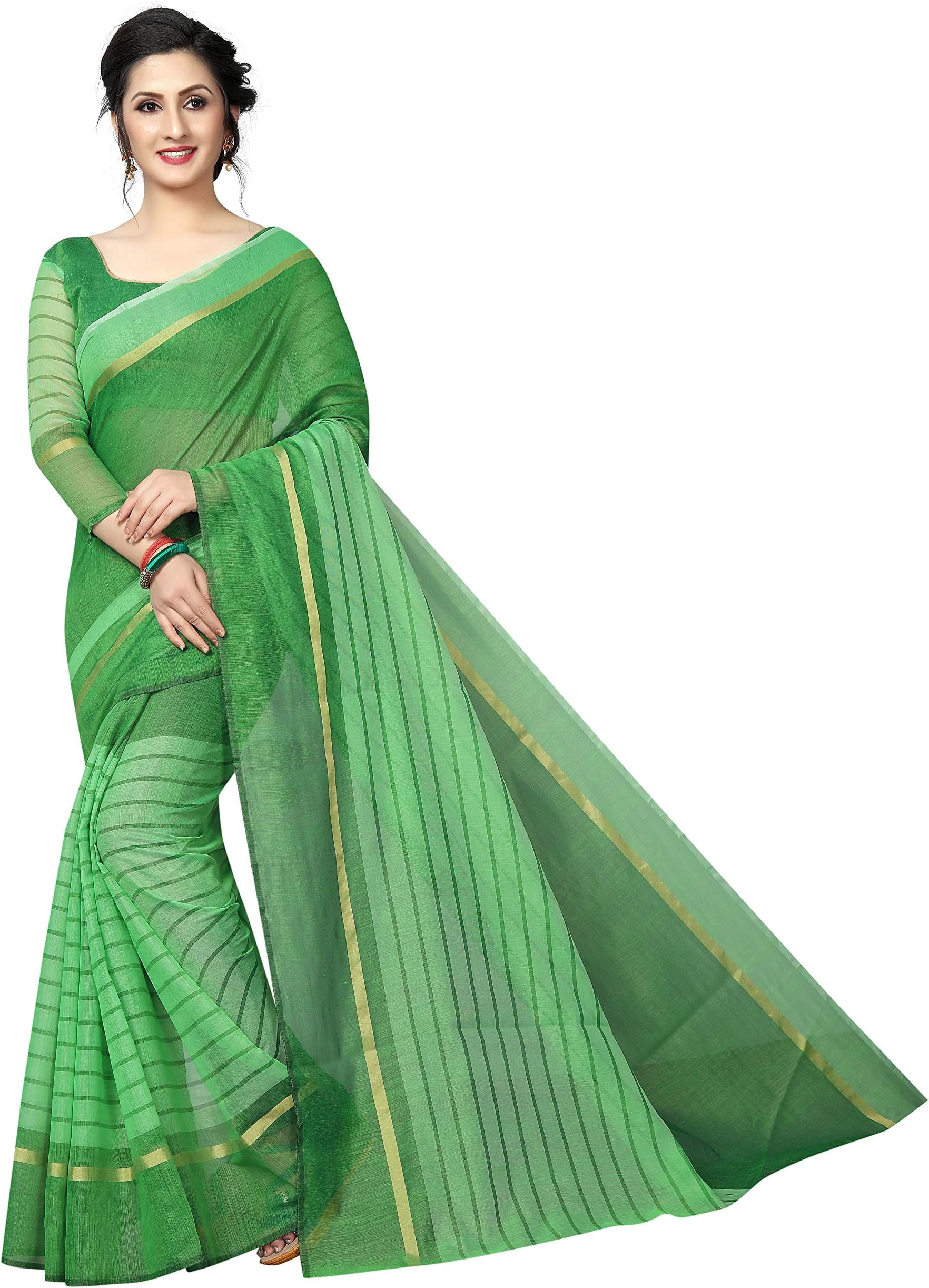 PERFECTBLUE Women's Banarasi Cotton Silk Saree With Blouse Piece