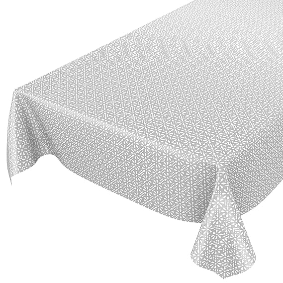 ANRO Wachstuchtischdecke Wachstuch Wachstischdecke Tischdecke abwaschbar Silber Retro Uni Trend 180 x 140cm, Grau