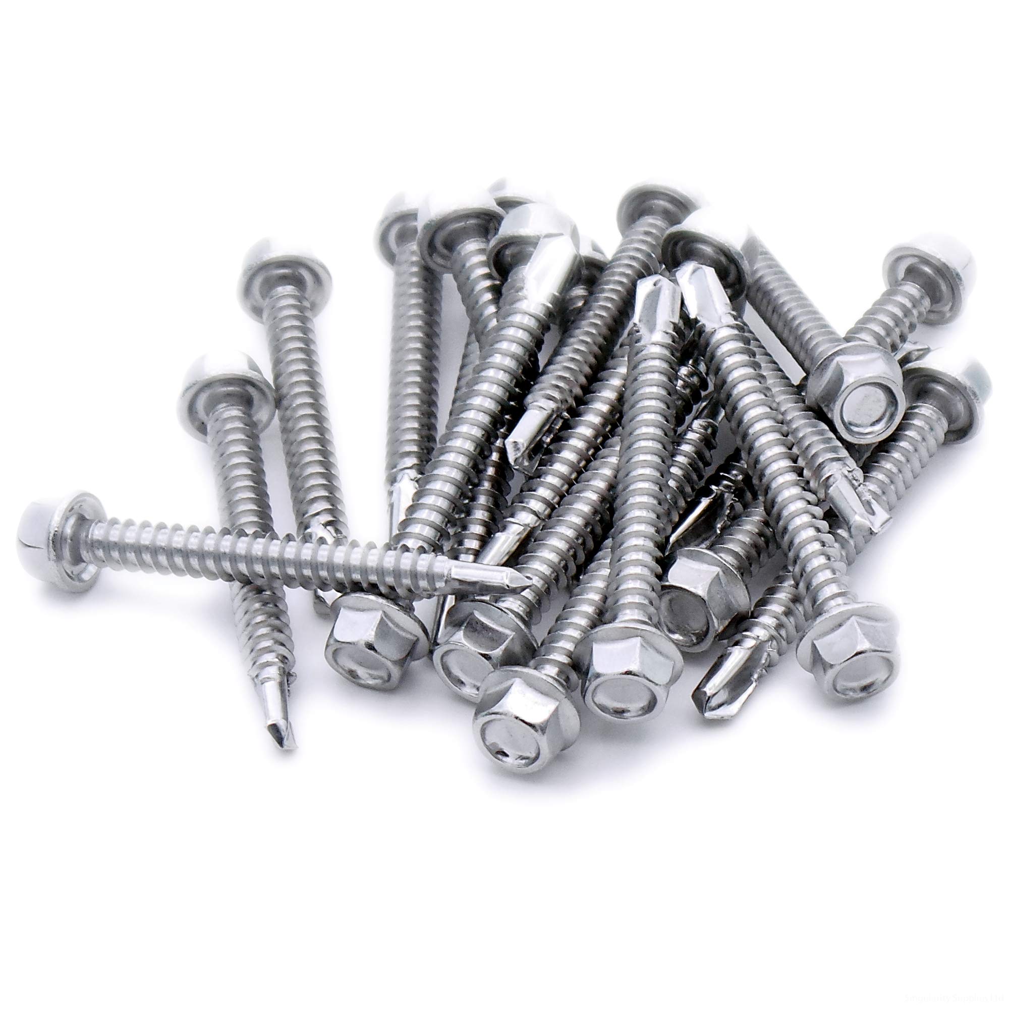 No.12 x 1.1 (5.5mm x 28mm) Hex Self-Drilling Screw (Flanged) - Stainless Steel (A2) (Pack of 20)
