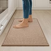 YDKGL Kitchen Rugs Mat Non Slip Washable, Super Absorbent Kitchen Mats for Floor, Rubber Backing Soft Braided Standing Floor Mats Sink Mat Runner Rug, Easy to Clean and Maintain, Brown 17"x30"